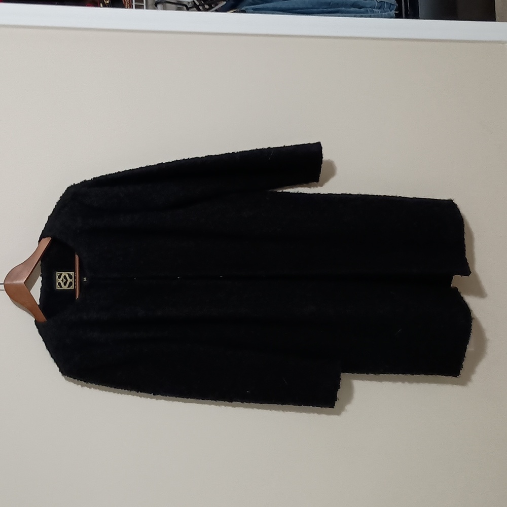 Vintage wool-bouclé long topcoat, size Medium, glam look, great condition